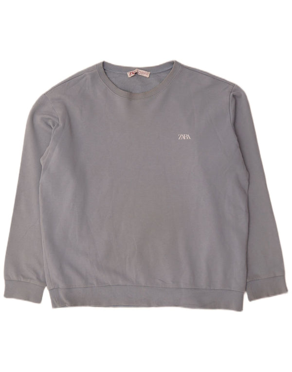 Zara Herren Sweatshirt Pullover XL Blau Baumwolle