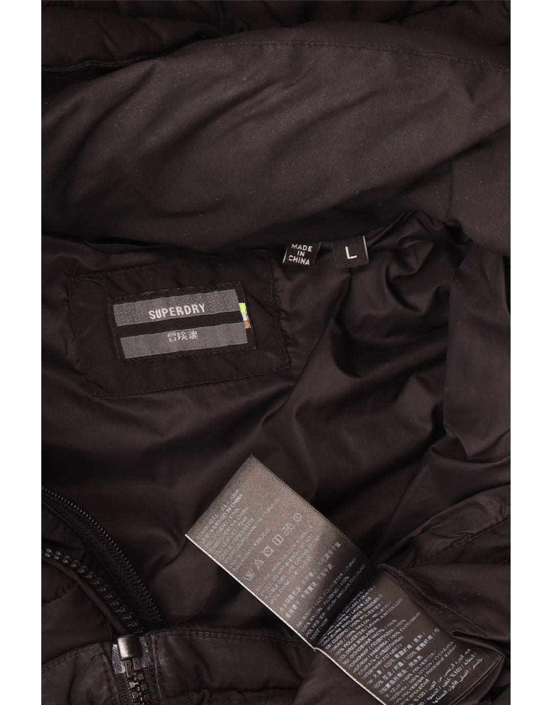 Superdry Herren-Jacke mit Kapuze, groß, aus schwarzem Polyester