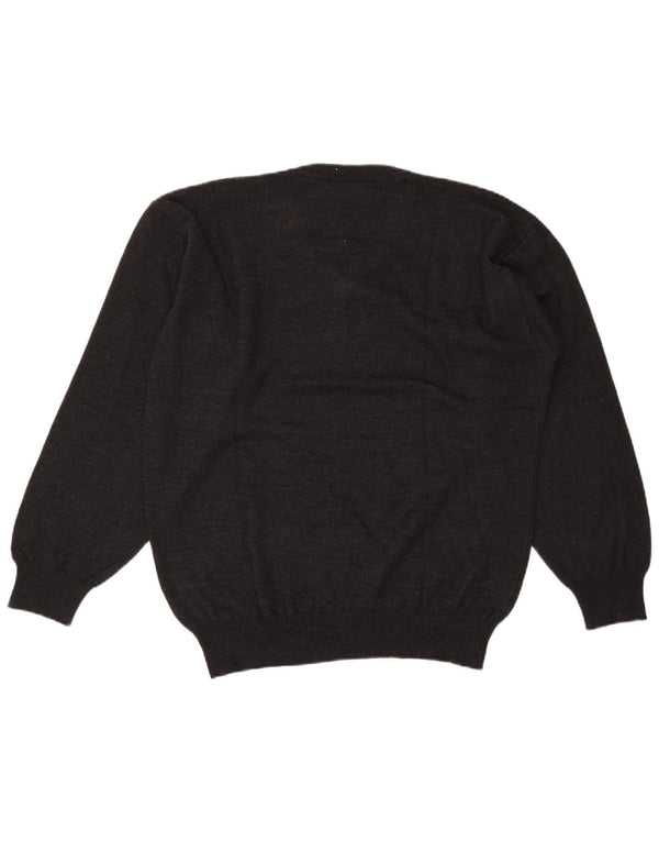 Vintage Mens V-Neck Jumper Sweater XL Grey Argyle/Diamond Wool