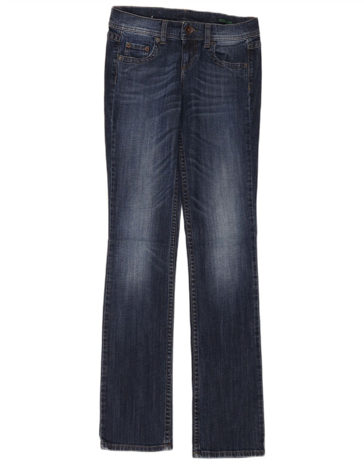 Benetton Damen Bootcut Jeans W26 L34 Blaue Baumwolle