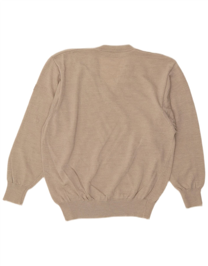 Marz Herren-Pullover mit V-Ausschnitt IT 48 Mittelbeige Wolle