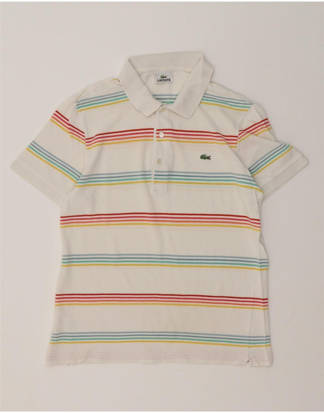 LACOSTE Herren-Poloshirt, Größe 4, mittelweiß, gestreift, Baumwolle
