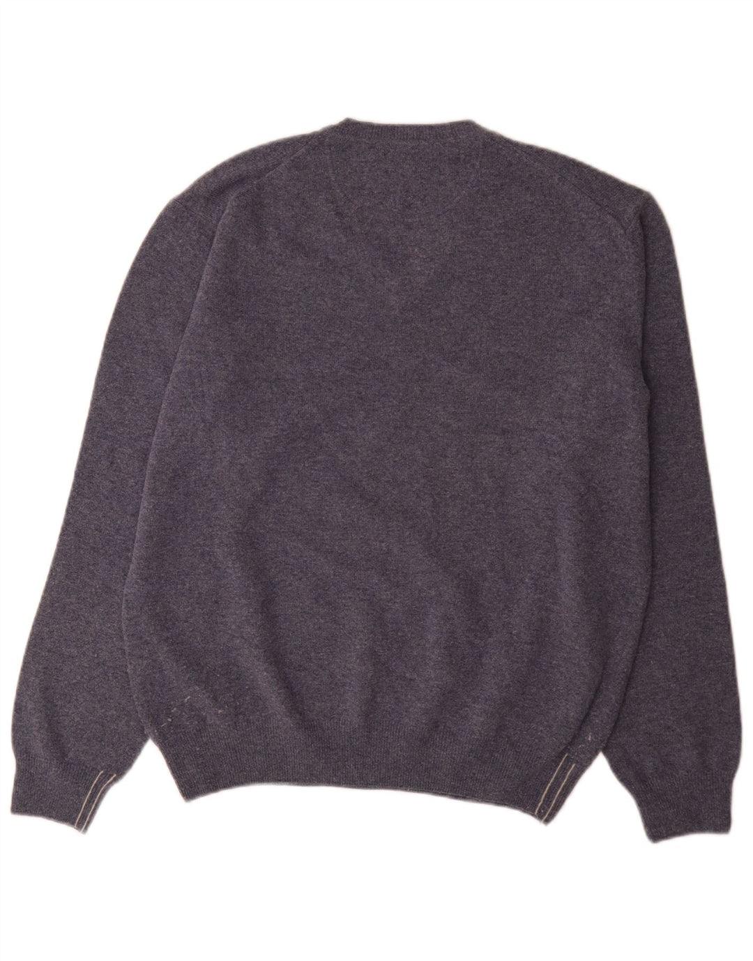 Marlboro Classics Herren-Pullover mit V-Ausschnitt aus mittelblauer Wolle