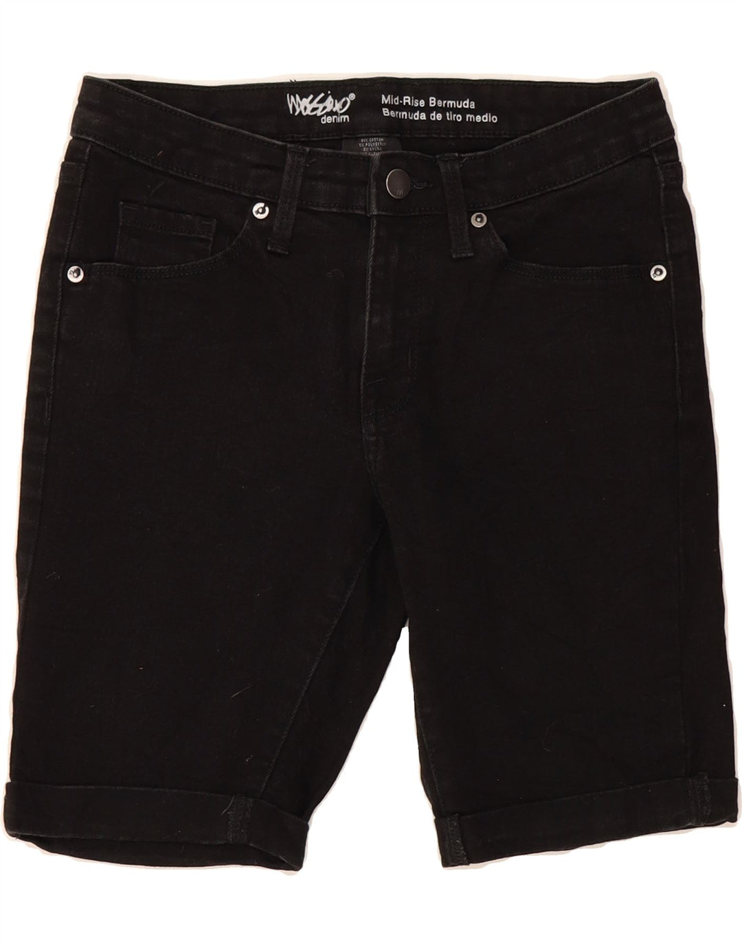 MOSSIMO Womens Bermuda Mid Rise Denim Shorts US 4 Small W27  Black Cotton Vintage Mossimo and Second-Hand Mossimo from Messina Hembry 