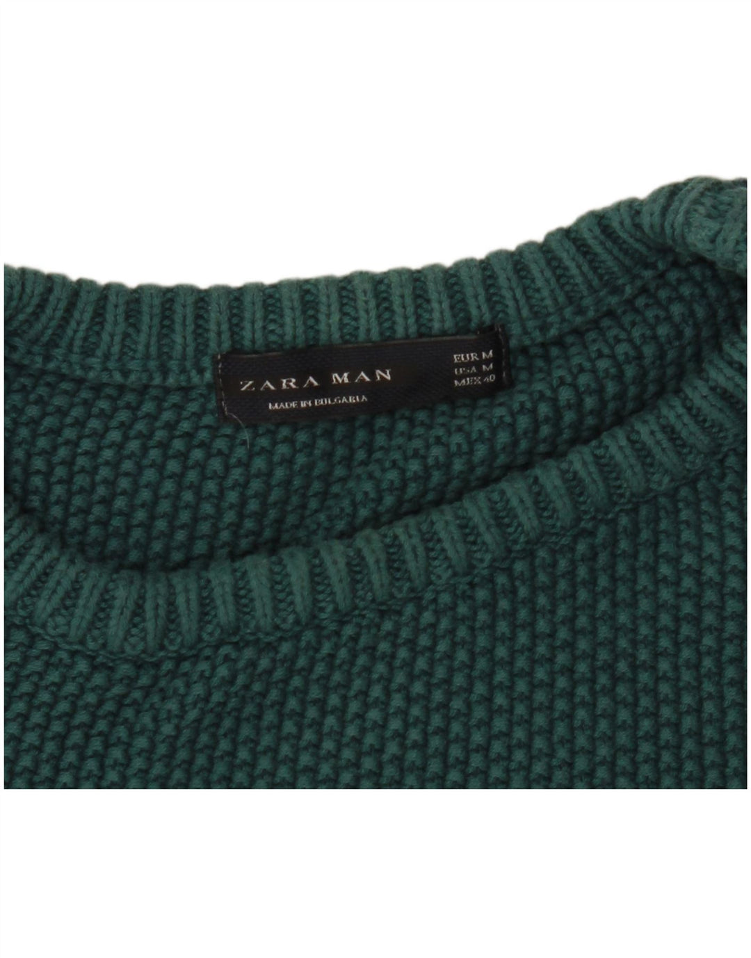Zara Herren-Pullover mit Rundhalsausschnitt, Mittelgrün