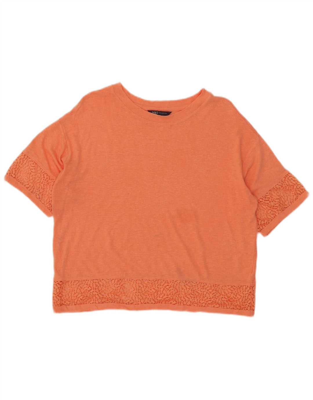 Marks & Spencer Damen Crop Oversize T-Shirt Top UK 10 Small Orange