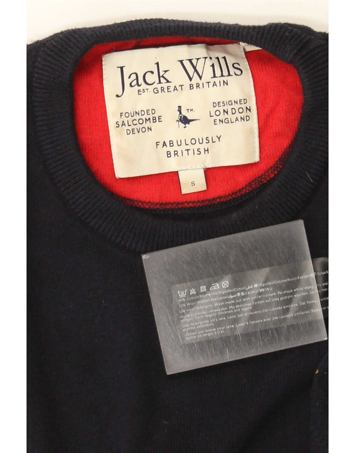 Jack Wills Herren-Pullover mit Rundhalsausschnitt, Größe S, marineblaue Baumwolle