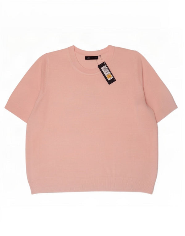 Marks & Spencer Damen-Pullover, kurzärmelig, Rundhalsausschnitt, Gr. 24 4XL, Rosa