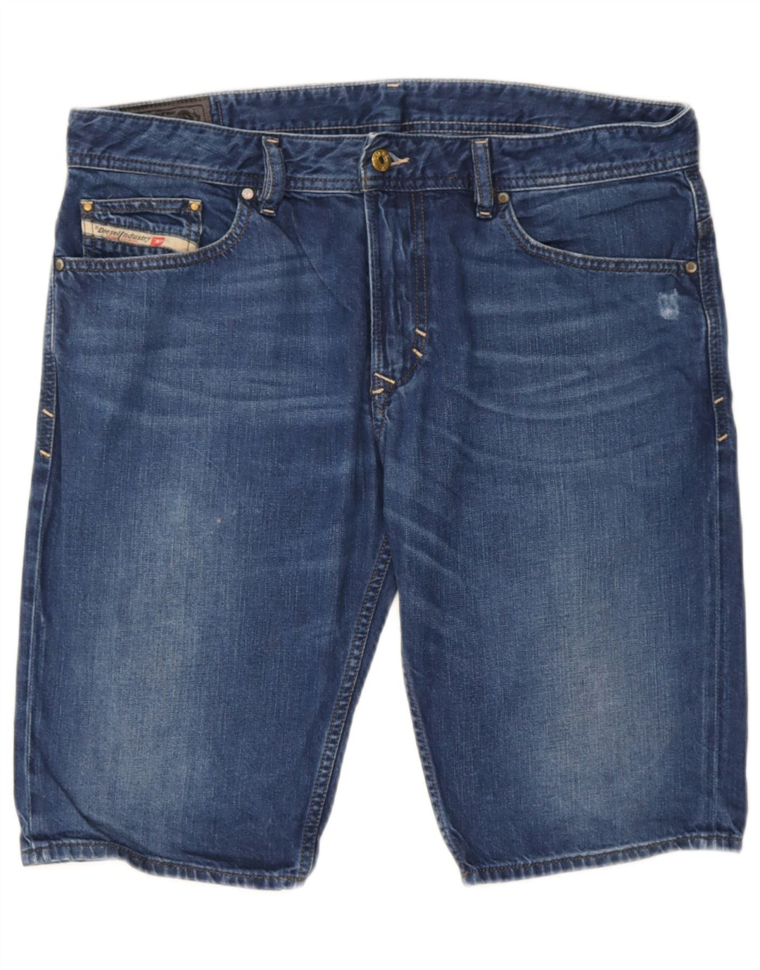 Diesel Damen Distressed Denim Shorts W34 Große blaue Baumwolle