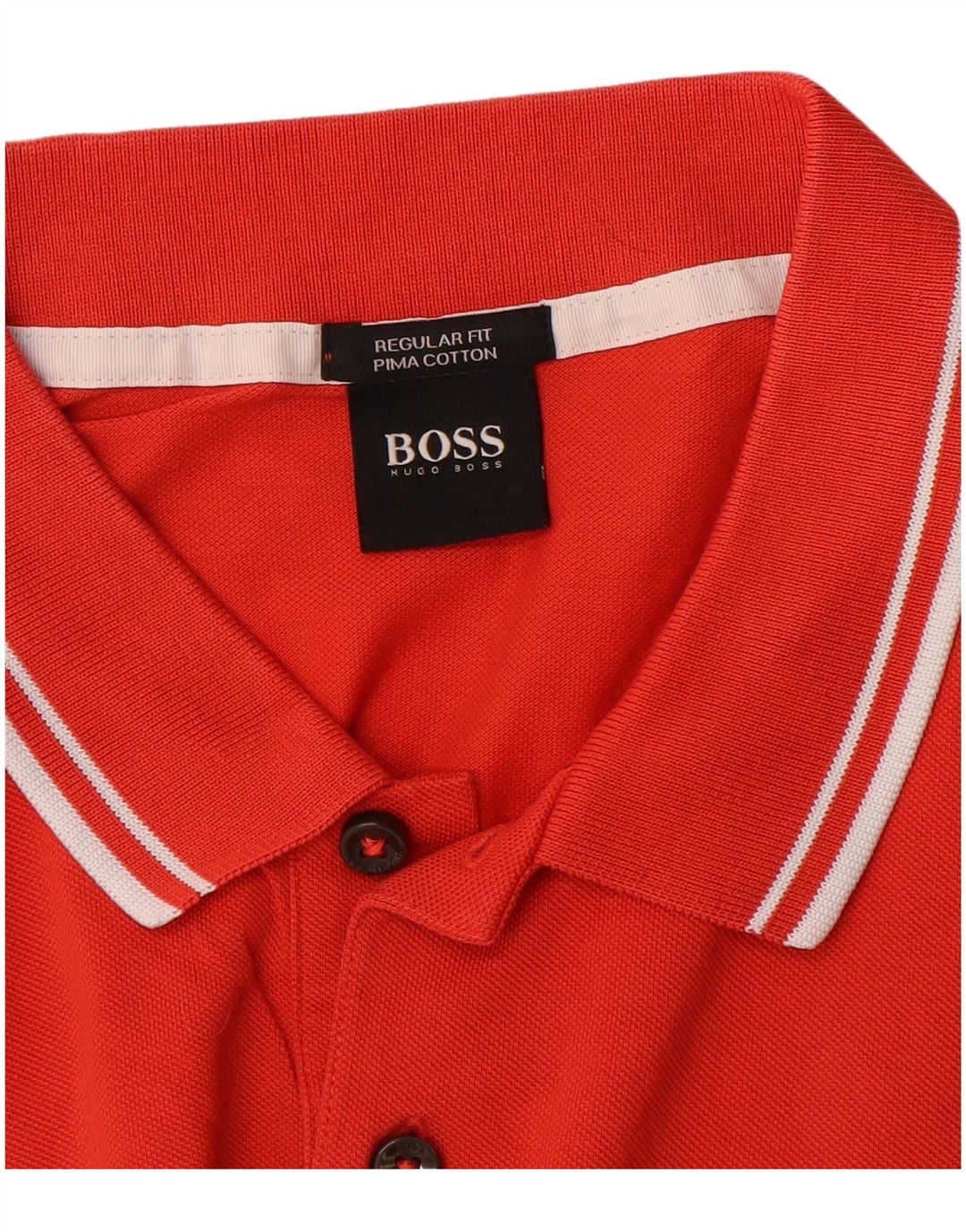 Hugo Boss Herren-Poloshirt mit normaler Passform, mittelrote Baumwolle
