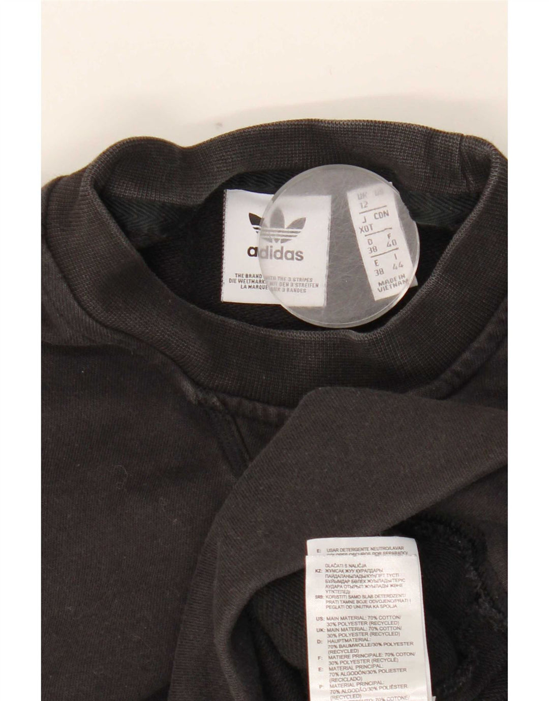 Adidas Womens Graphic Oversized Sweatshirt Pullover UK 12 Mittelschwarze Baumwolle