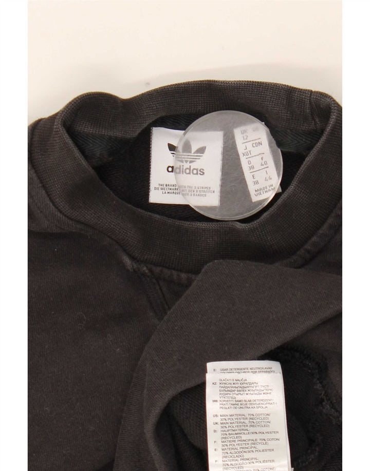 Adidas Womens Graphic Oversized Sweatshirt Pullover UK 12 Mittelschwarze Baumwolle