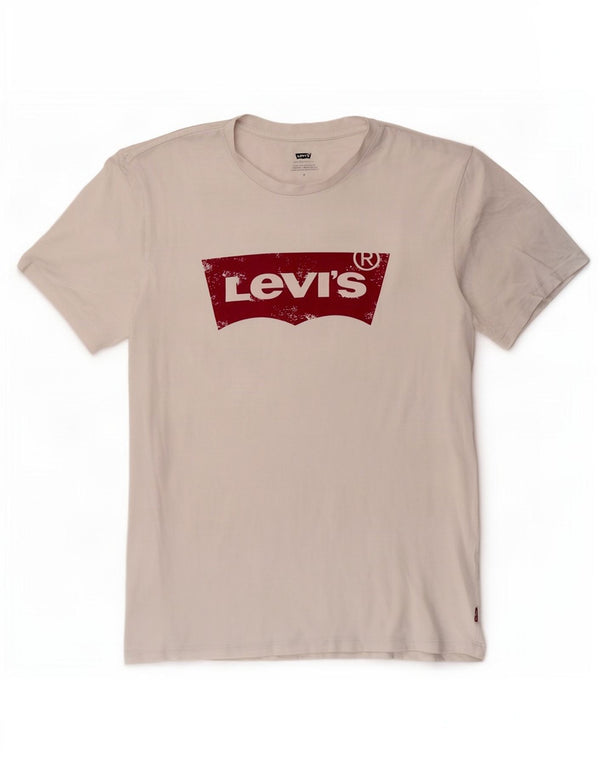 Levi's Womens Graphic T-Shirt Top UK 14 Mittelweiße Baumwolle