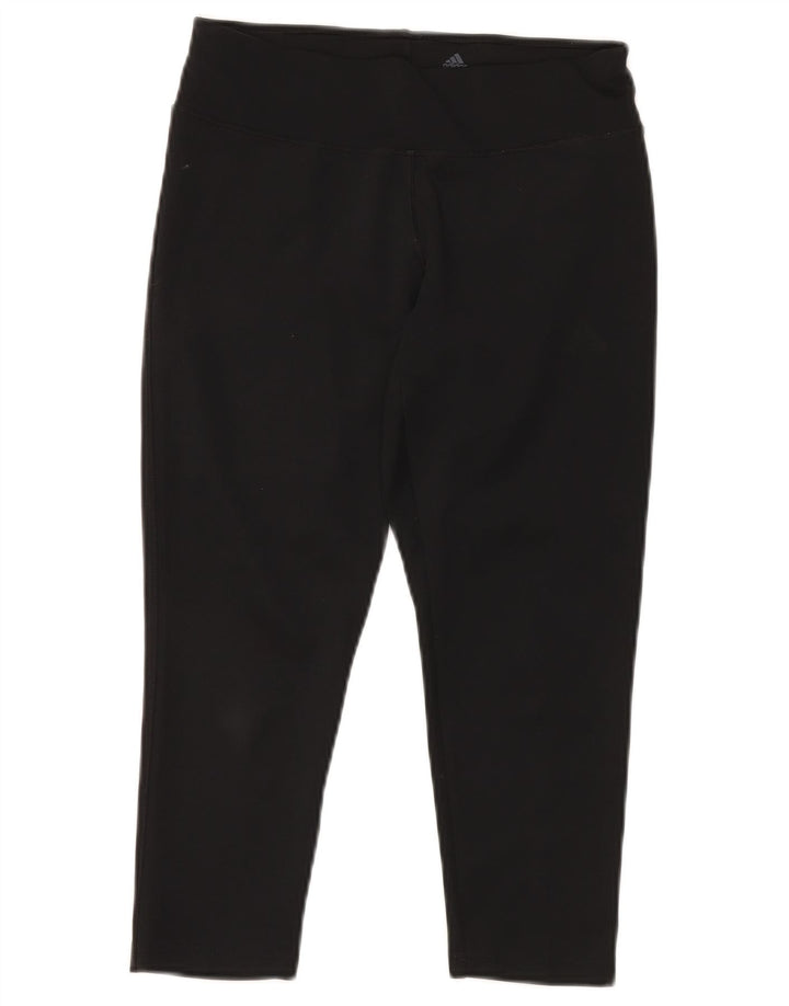 ADIDAS Damen Climalite Capri Leggings UK 10 Small Schwarz Polyester