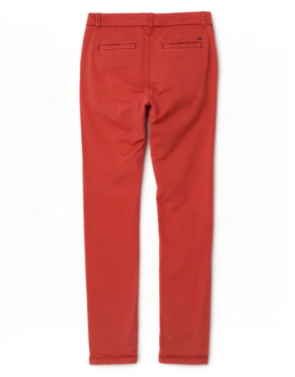 Tommy Hilfiger Damen-Chinohose mit schmaler Passform, W26, L32, rote Baumwolle
