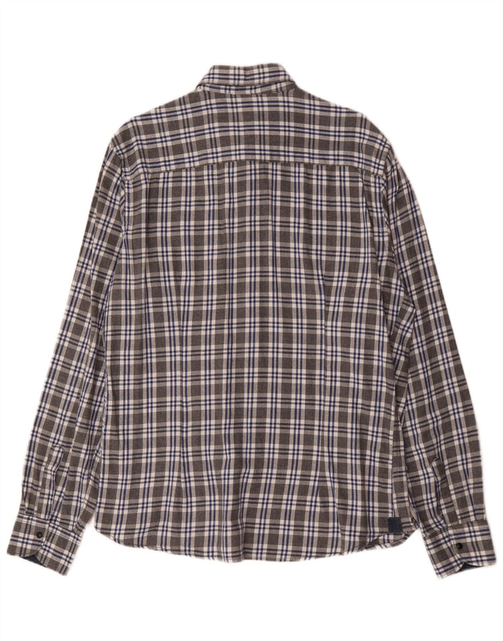 Yes Zee Herren-Flanellhemd 2XL, grau karierte Baumwolle