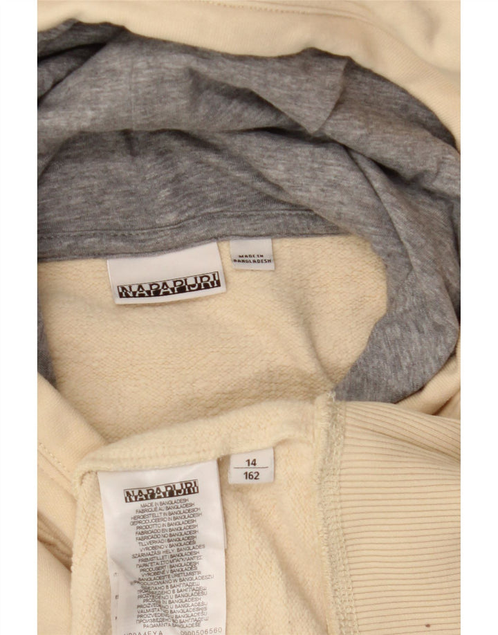 NAPAPIJRI Jungen-Pullover mit grafischem Kapuzenpullover, 13–14 Jahre, beige Baumwolle