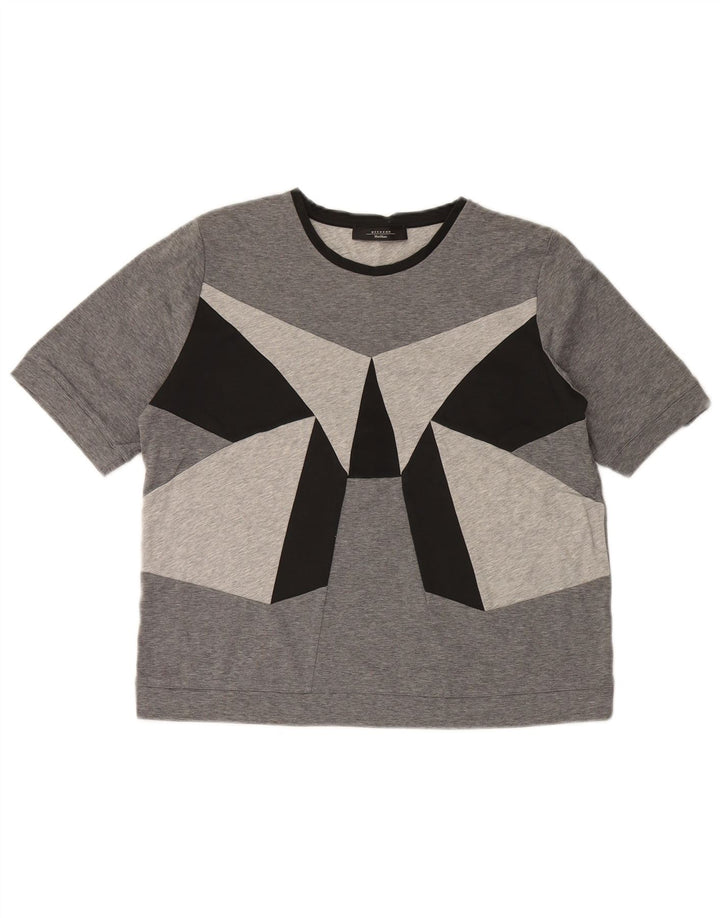 MAX MARA Damen Weekend T-Shirt Top UK 16 Large Grau Farbblock