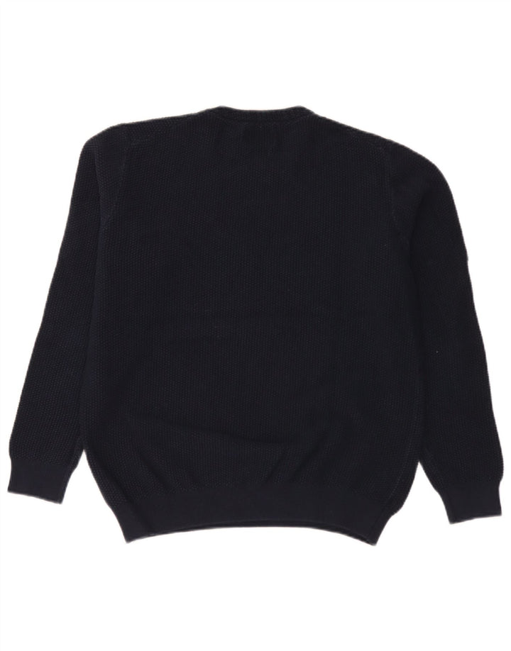 Vintage Herren-Pullover mit Rundhalsausschnitt, mittlere marineblaue Baumwolle