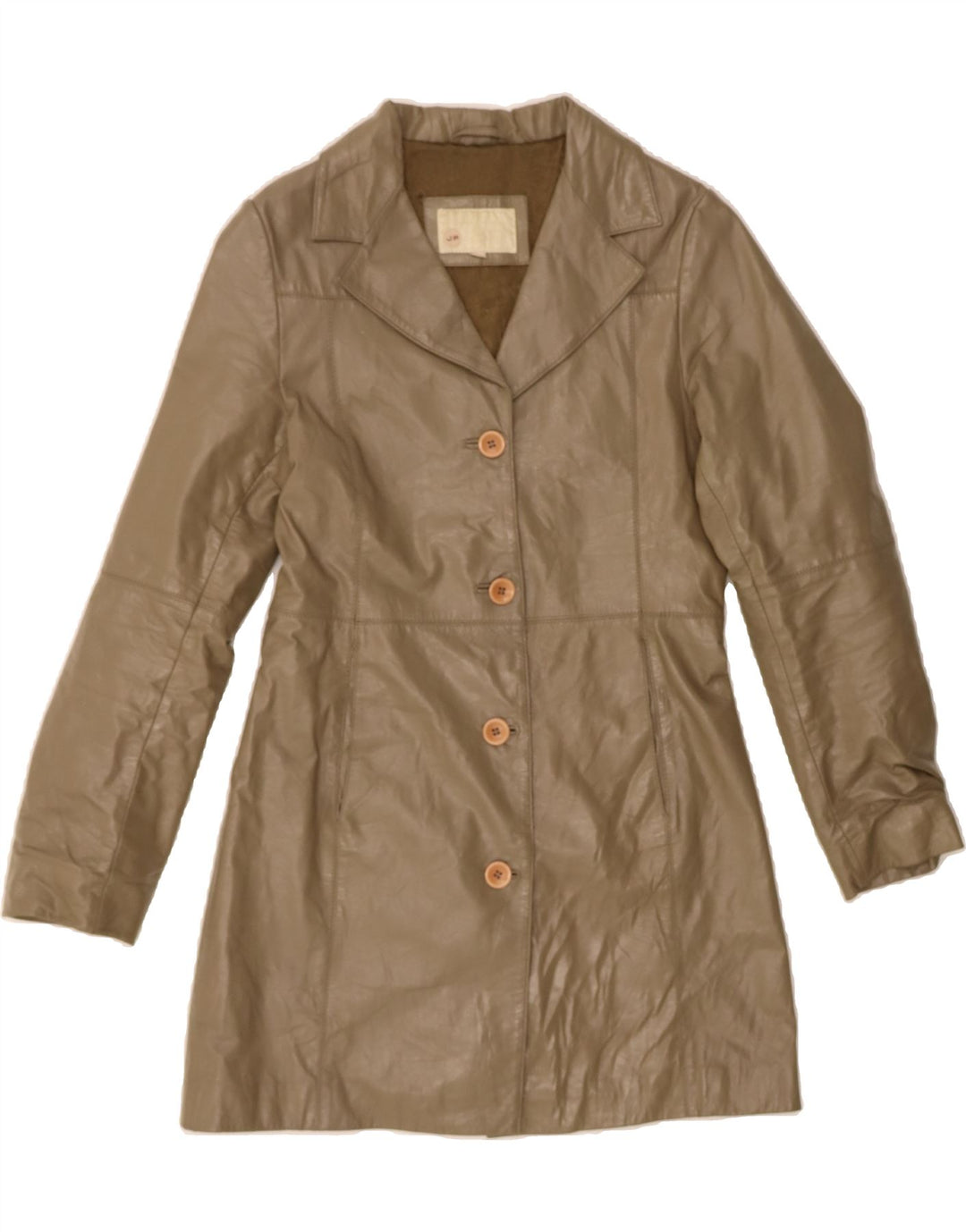 VINTAGE Womens Leather Coat EU 36 Small Beige Leather Vintage Vintage and Second-Hand Vintage from Messina Hembry 