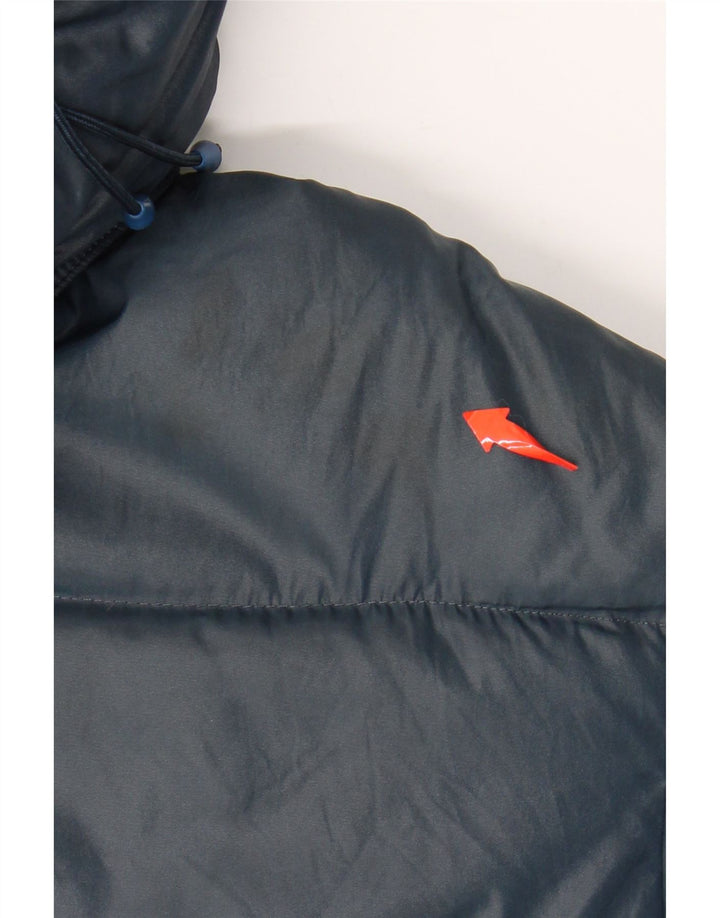 VINTAGE Wattierte Herrenjacke mit Kapuze, UK 38, Mittelmarineblau