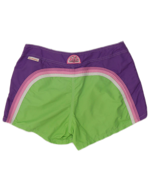 Sundek Damen-Badeshorts UK 10 Small Grünes Colourblock-Polyester