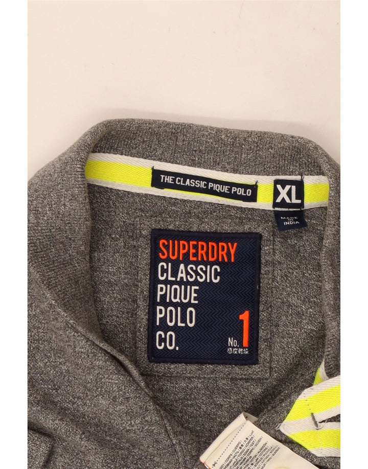 SUPERDRY Herren-Poloshirt XL aus grauer Baumwolle