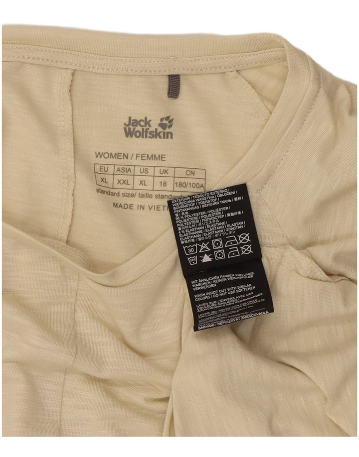 Jack Wolfskin Damen Top Langarm UK 18 XL Beige geflecktes Polyester