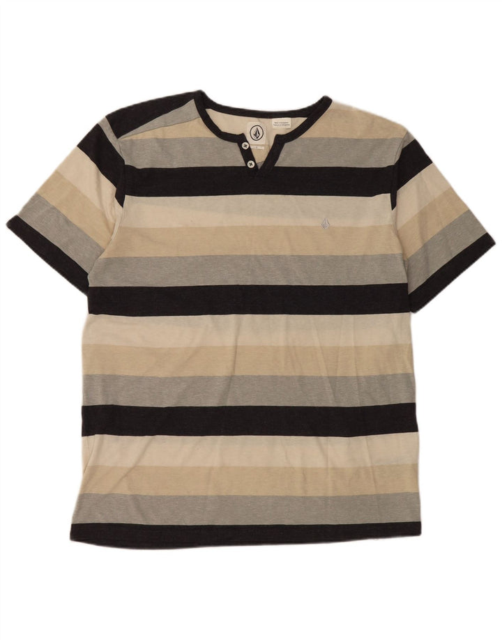 Volcom Herren-T-Shirt-Oberteil, groß, mehrfarbig, gestreift, Baumwolle