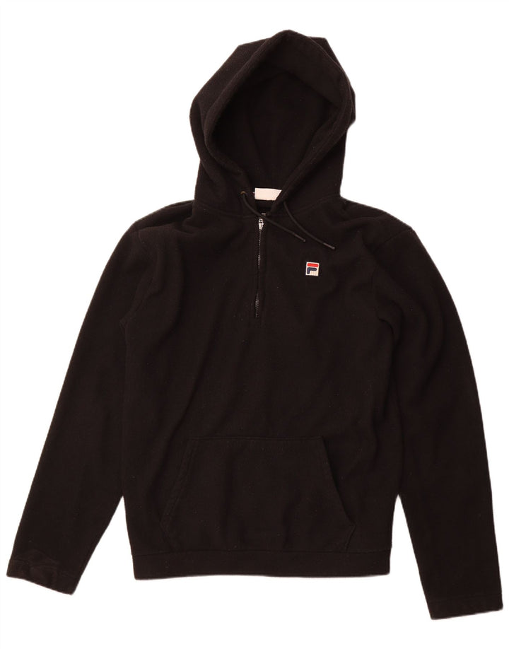 FILA Herren-Fleecepullover mit Kapuze und Reißverschluss am Hals, Mittelschwarzes Polyester