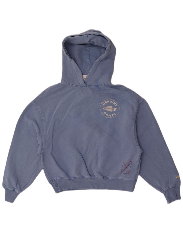 Pull & Bear Damen-Kapuzenpullover mit Grafik, übergroß, UK 6, XS, Blau, Baumwolle