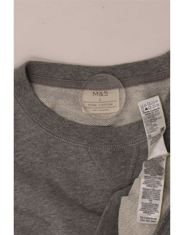 Marks & Spencer Herren-Sweatshirt-Pullover, große grau gefleckte Baumwolle