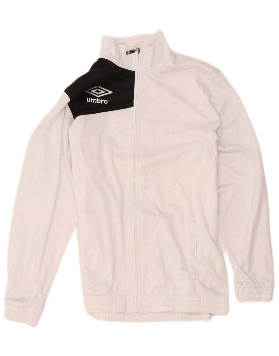 Umbro Herren-Trainingsanzug-Top-Jacke, großes weißes Farbblock-Polyester