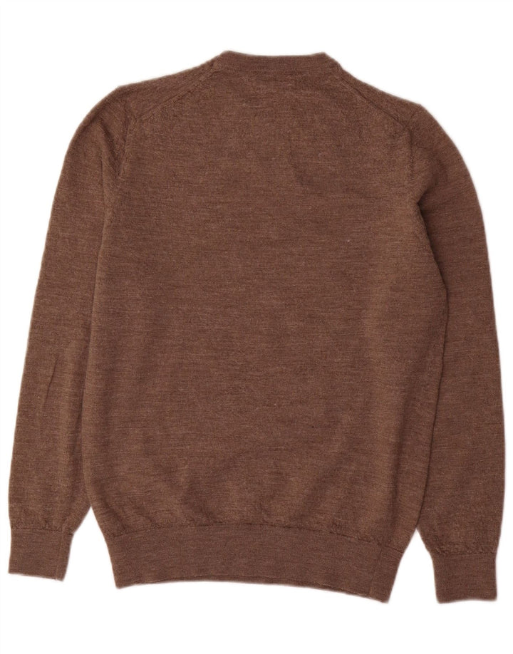 Massimo Dutti Damen-Pullover mit Rundhalsausschnitt, UK 14, große braune Wolle