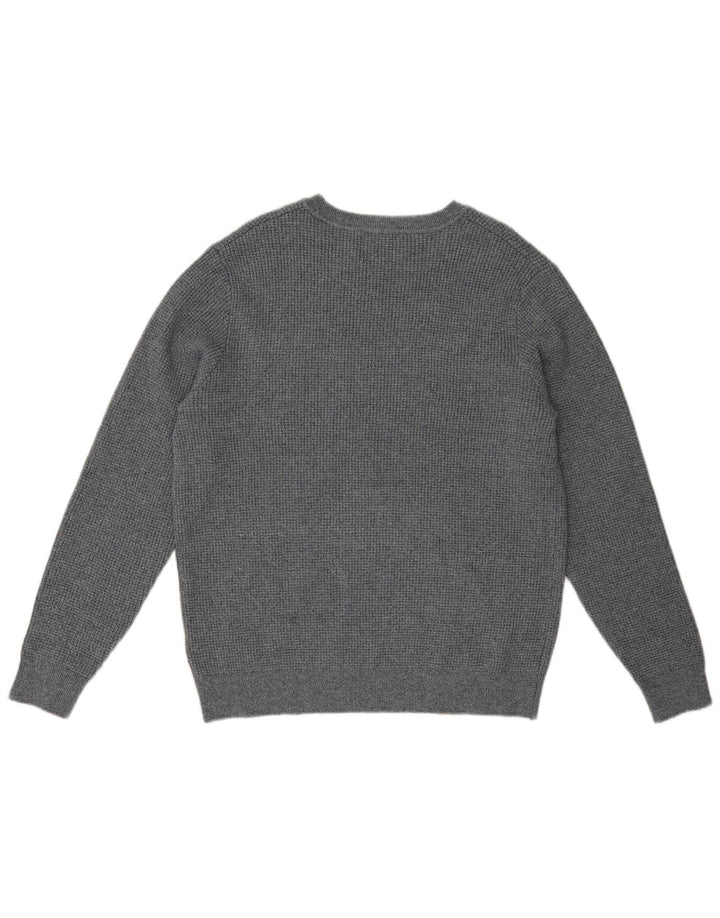 Marks & Spencer Herren-Pullover mit U-Boot-Ausschnitt, groß, grau gesprenkelte Baumwolle