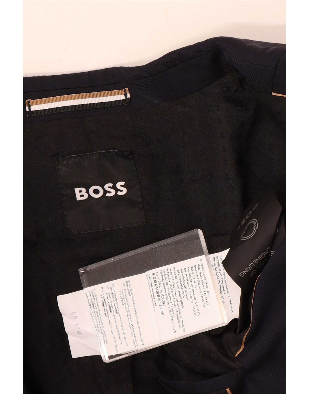 Hugo Boss Herren-Blazer mit 2 Knöpfen, EU 50, große marineblaue Wolle