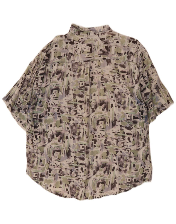Vintage Herren Abstraktes Muster Kurzarmhemd XL Mehrfarbig Rayon