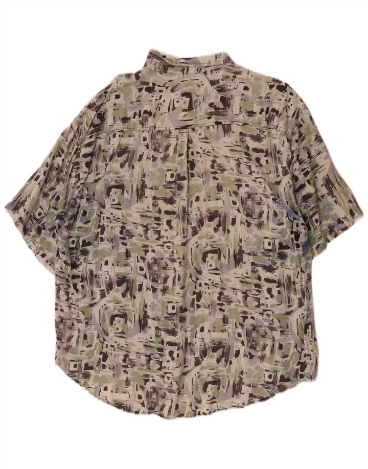 Vintage Herren Abstraktes Muster Kurzarmhemd XL Mehrfarbig Rayon