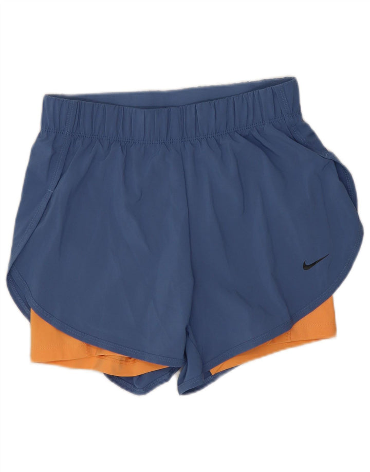 Nike Damen Dri Fit Sport Shorts UK 8 Small Blau