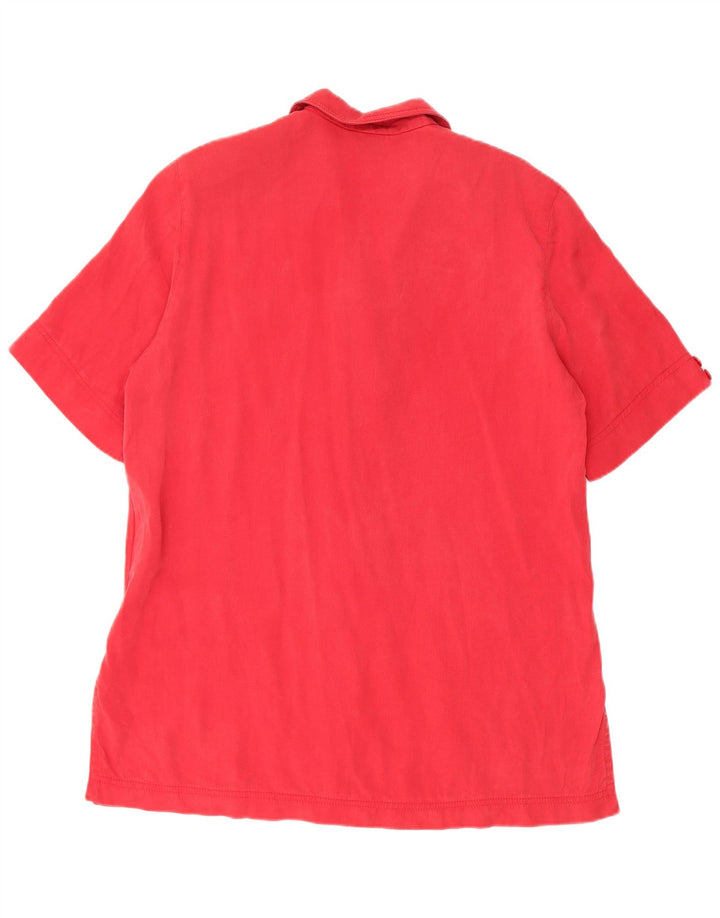 Vintage Damen 5-Knopf-Kurzarm-Blazerjacke UK 14 Großes rotes Tencel