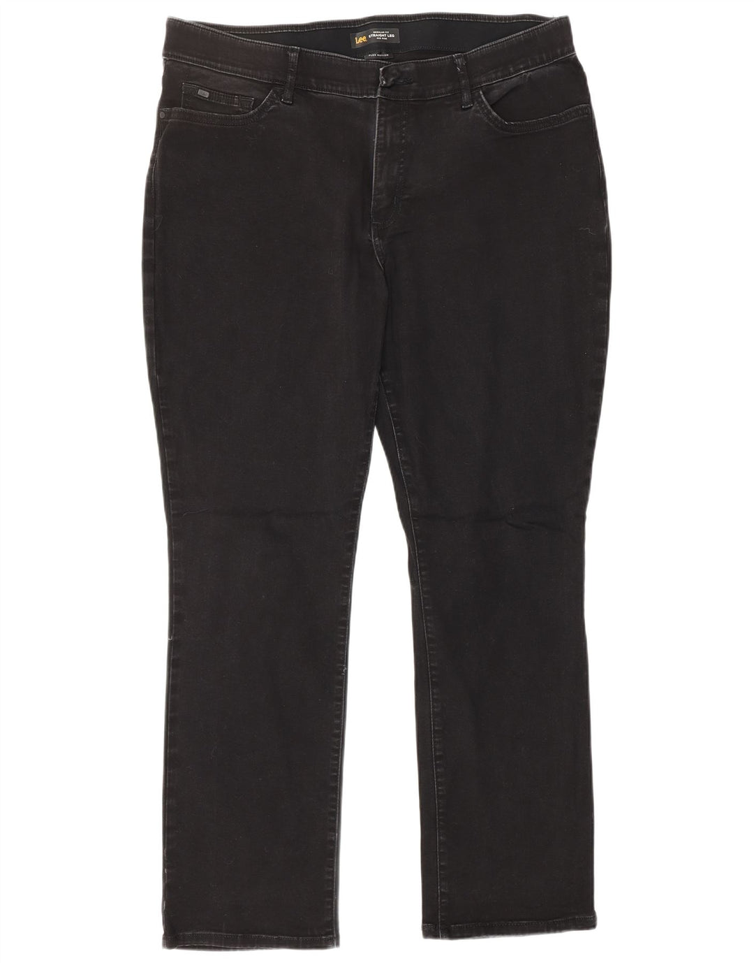 Lee Damen Mid Rise Straight Jeans US 18 2XL W38 L30 Schwarze Baumwolle