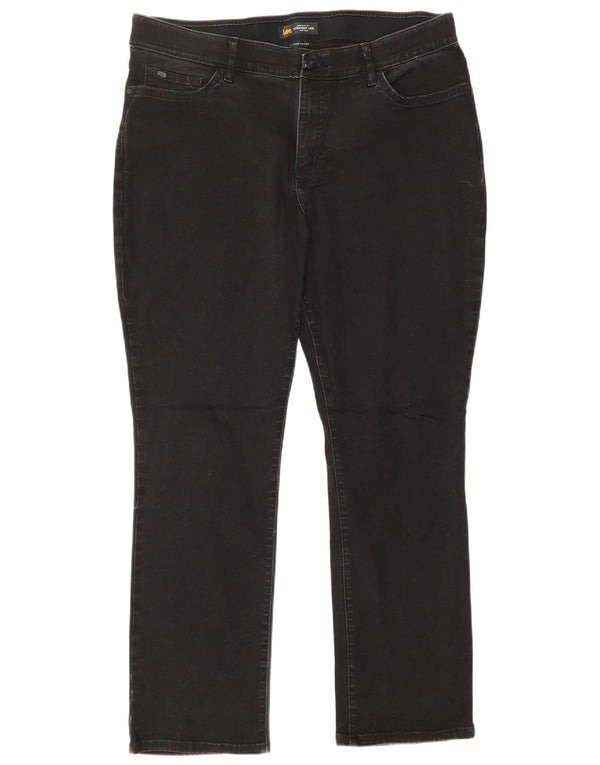 Lee Damen Mid Rise Straight Jeans US 18 2XL W38 L30 Schwarze Baumwolle