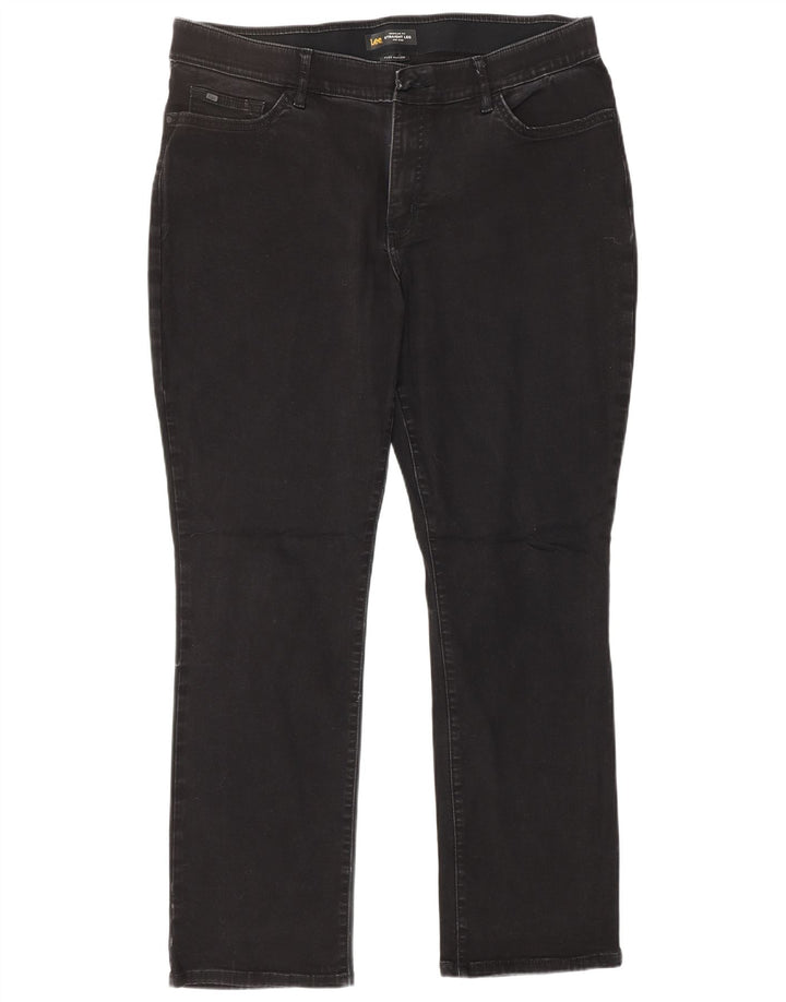 Lee Damen Mid Rise Straight Jeans US 18 2XL W38 L30 Schwarze Baumwolle
