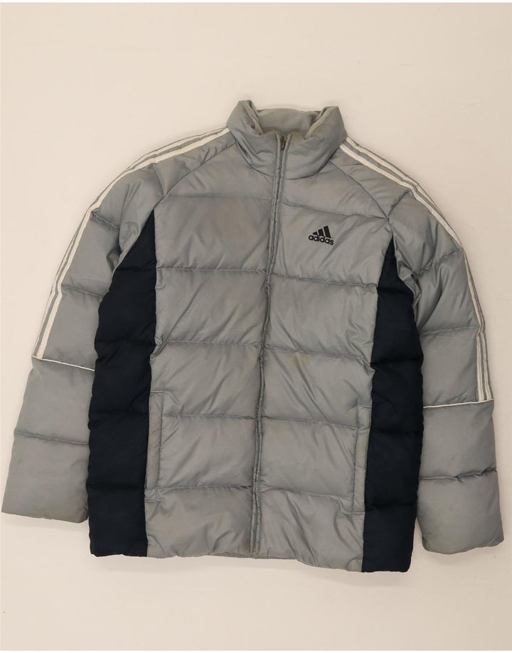 Adidas Herren Loose Fit Wattierte Jacke UK 36 Small Grau Colourblock Polyester