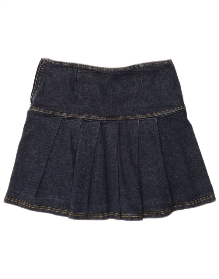 Antonello Serio Damen Falten-Jeansrock IT 42 Medium W30 Marineblau