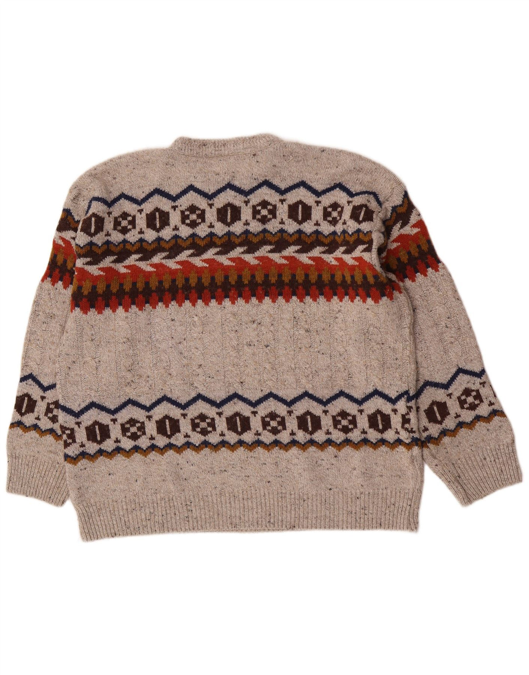 Vintage Herren-Pullover mit Rundhalsausschnitt, reguläre Passform, groß, Grau, Fair Isle