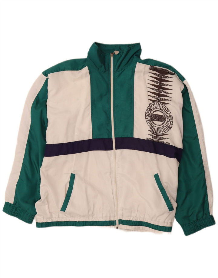 COSMOS Herren-Trainingsanzug-Top-Jacke, UK 16, Größe L, Weiß, Farbblock