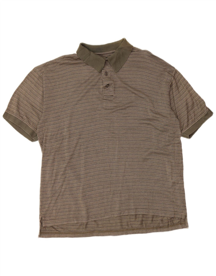 IZOD Herren-Poloshirt, mittelgroße Khaki-gestreifte Baumwolle