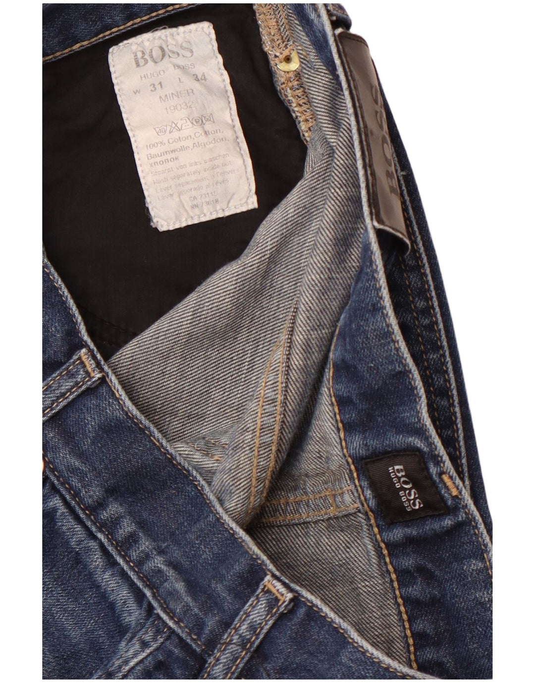 HUGO BOSS Herren Straight Jeans W31 L34 Marineblaue Baumwolle