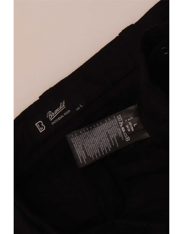 Brandit Herren-Cargoshorts mit Grafik, Größe L, W34, schwarze Baumwolle